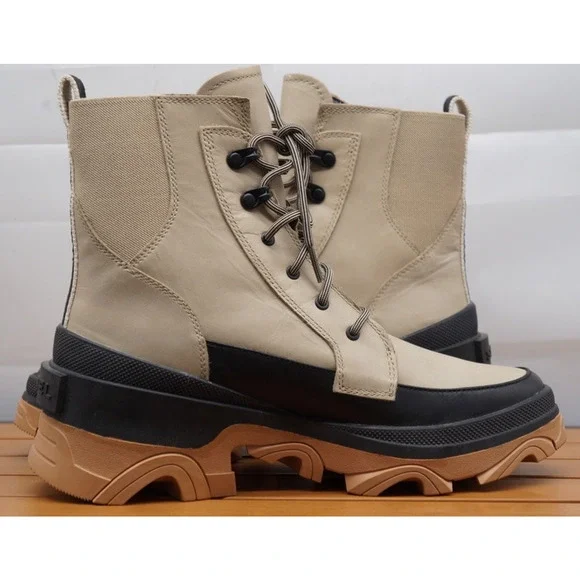 New! Sorel Women's Brex Lug Sole Lace-Up Boots Sandy Tan Black 9 - Picture 8 of 12